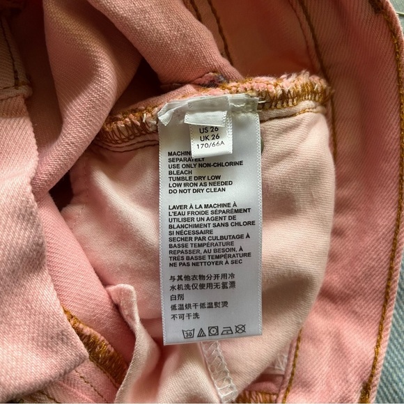 BDG Urban Outfitters Mom High Rise Light Pink Rolled Hem Denim Cotton Shorts 26 - Picture 13 of 14